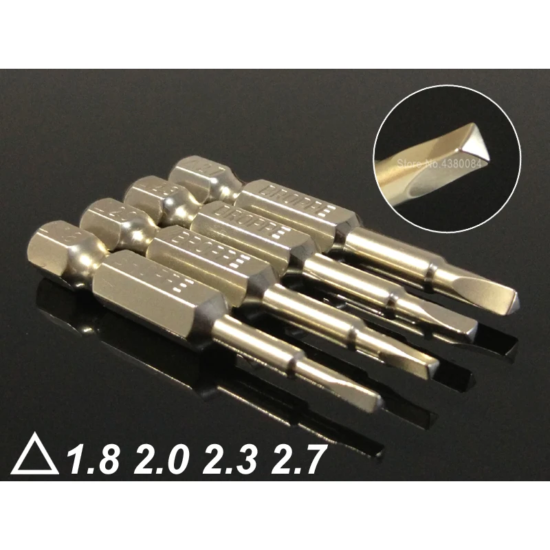 

4Pcs Set 50MM Magnetic Triangle Screwdriver Bits 1/4'' Hex Shank Magnetic Holder 1.8/2.0/2.3/2.7mm S2 Steel Power Hand Tools