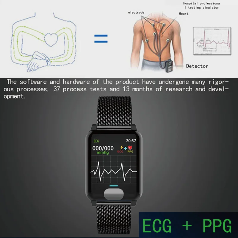 Pulsera inteligente Chycet ECG PPG reloj de medición de presión arterial para mujer Monitor de ritmo cardíaco banda de Fitness con rastreador de actividad - 2