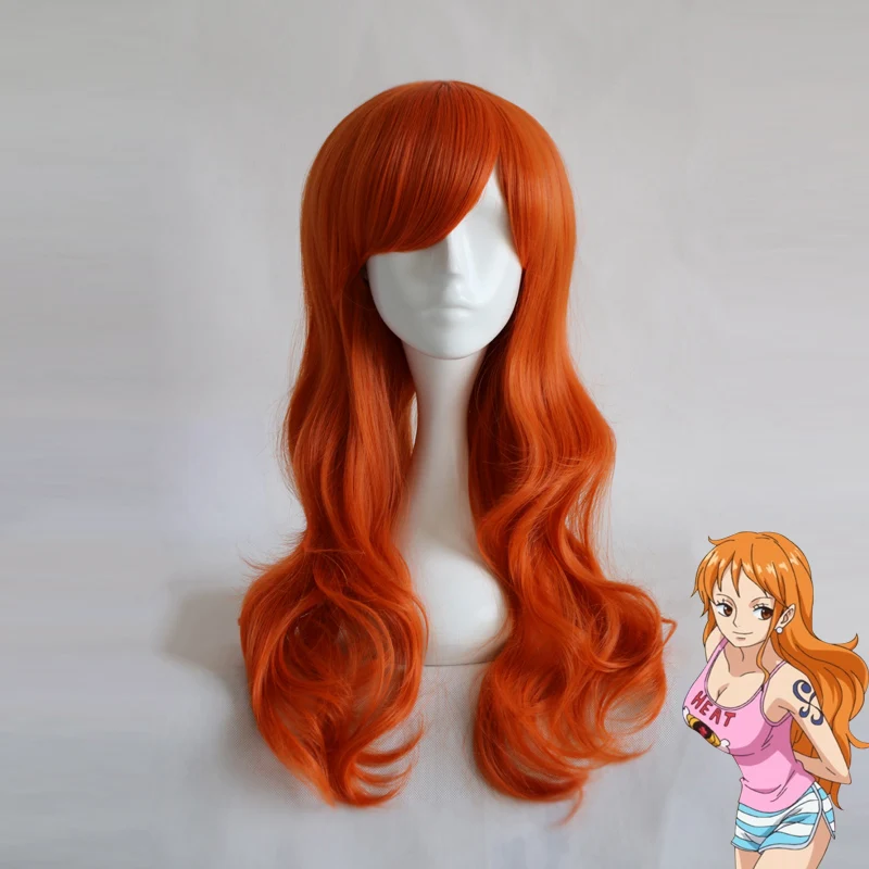

One Piece NaMi Long Wavy Orange Cosplay Wig