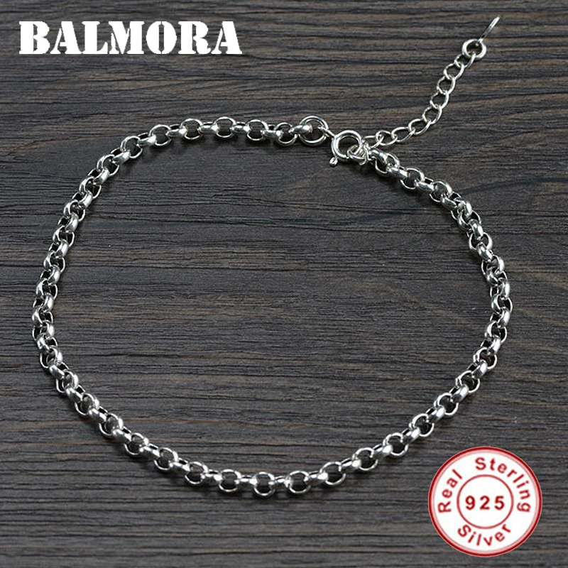 

BALMORA New Arrival Authentic 925 Sterling Silver Thai Silver Simple Anklet for Women Girl Lover Fashion Vintage Jewelry SY40369
