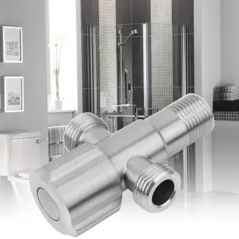 

G1/2" Stainless Steel Bathroom Kitchen Faucet Angle Valve Water Stop Valve 1 Inlet 2 Outlet