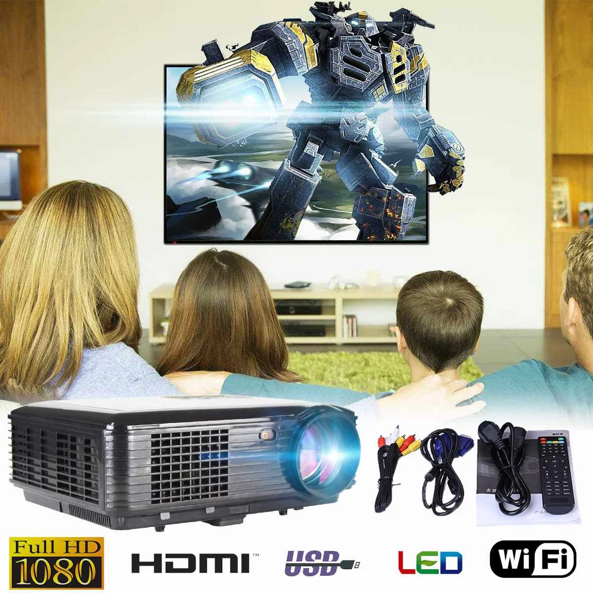SV-226 WiFi Version Mini Portable Projector LED light 1080P Home Theater Beamer Proyector Support SD HDMI USB