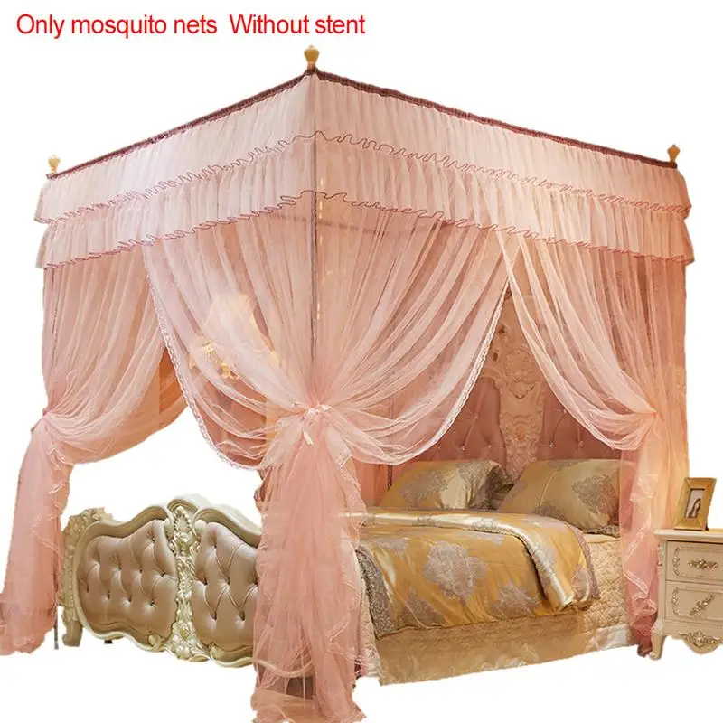 1.5*2 m 4 Posters Pink Bed Canopy Princess Queen Mosquito Bedding Net Bed Tent Four Corners Floor-Length Curtain #CO