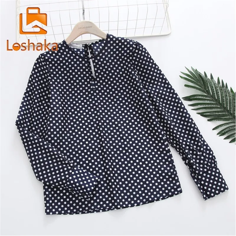 

Loshaka Fashion Women Spring Summer Style Chiffon Blouses Shirt New Casual Half Sleeve Polka Dot Print O-Neck Blusas Tops Blusas