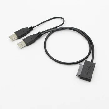 

100pcs USB2.0 to 6+7 13Pin Slimline SATA Cable With External USB2.0 Power Supply For Laptop CD-ROM DVD-ROM Adapter