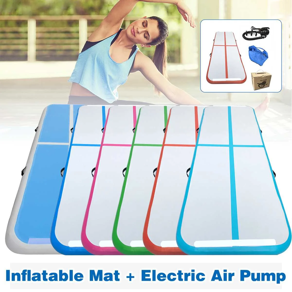 

Yoga Mats 300cm*100cm*10cm Inflatable Tumble Track Trampoline Air Track Floor Home Gym Gymnastics Inflatable Air Tumbling Mat