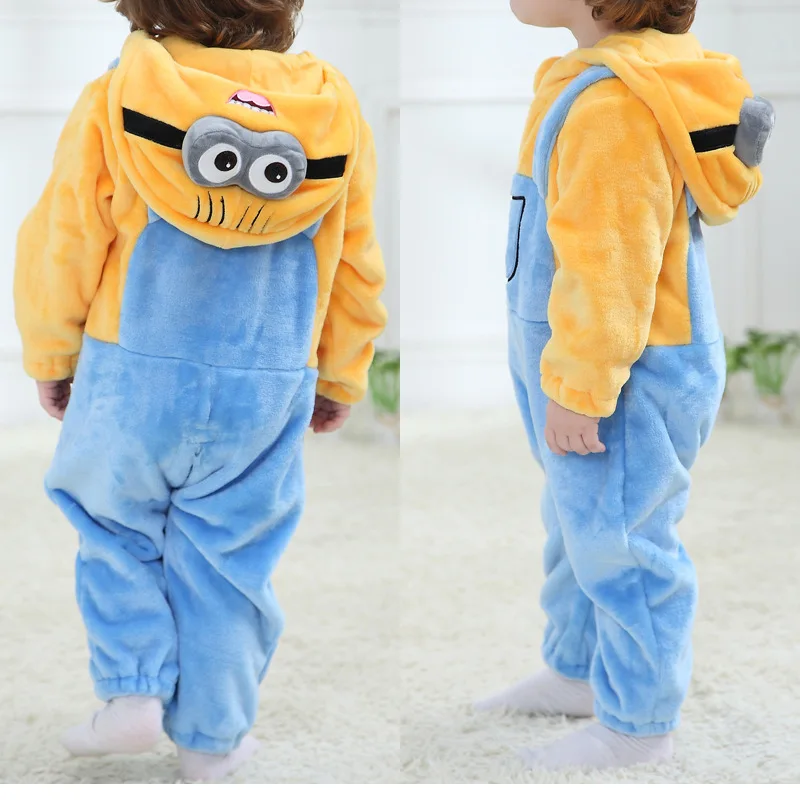 Cartoon Minions Onesie Kids Girls Boys baby Clothes set Romper Warm Soft Animal anime Cosplay Pajama Children Halloween Costumes