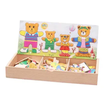 

NEW 1pc Wooden Bear Dress-up Puzzle Box Cartoon Sorting Jigsaw Sorting Matching Jigsaw Puzzles Toy for Children Toddlers Kids