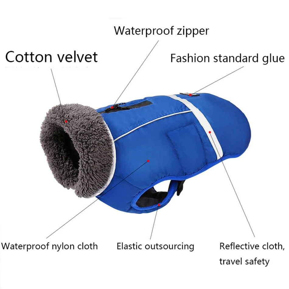 Куртка для собак 4 цвета Водонепроницаемая флисовая одежда для маленьких средних и больших собак ветрозащитная теплая зимняя верхняя одежда пальто светоотражающий наряд