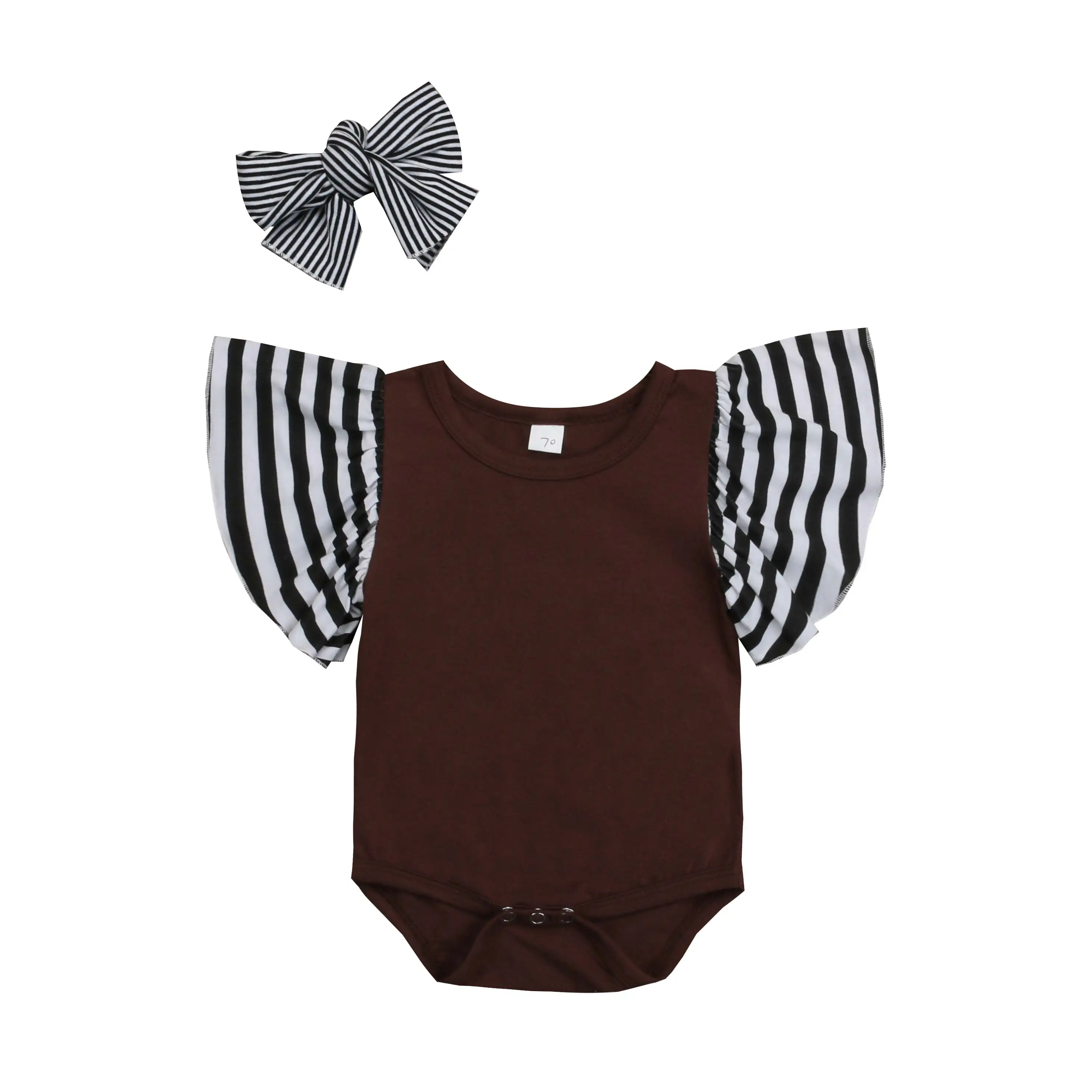 

Pudcoco 2019 Summer Newborn Baby Girl Clothes Flared Sleeve Bodysuit Jumpsuit Cotton Patchwork Outfits