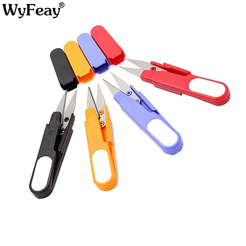 

4 Pcs Multipurpose Plastic Handle Safety Cover Sewing Scissors Thread Embroidery Cross-stitch Cutter Cutter U Shape Scissor Tool