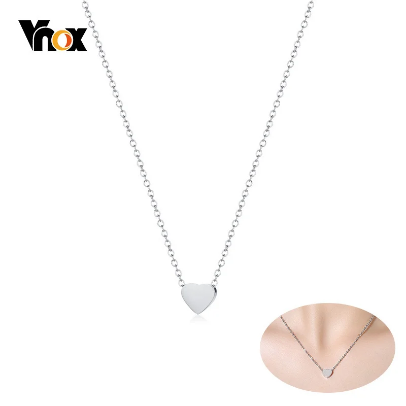

Vnox Women's Elegant Heart Love Choker Necklaces Silver Gold Color Stainless Steel Femme Collar Gifts for Her