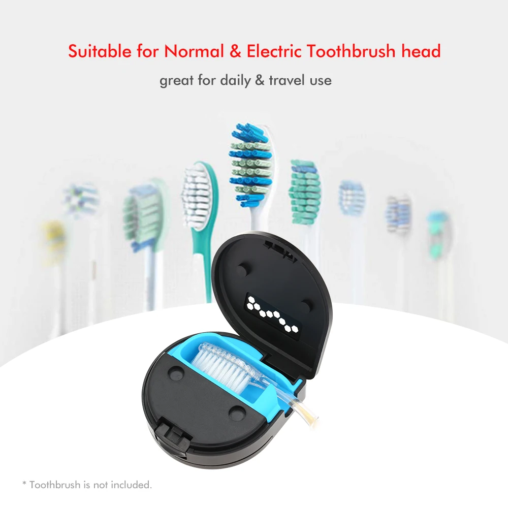

Travel Toothbrush Holder Case Electric Toothbrush Sanitizer Cleaner Portable UV Light Toothbrush Sterilizer for Oral Health