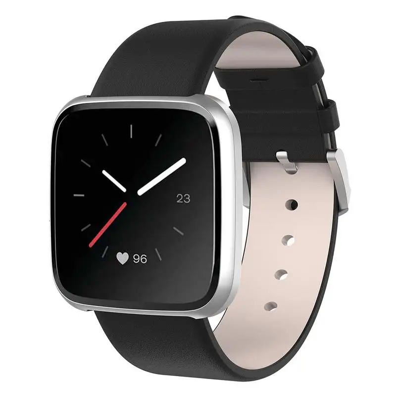 Ремешок с кожаным браслетом 23 мм для Fitbit Versa Lite Edition черный белый красный синий