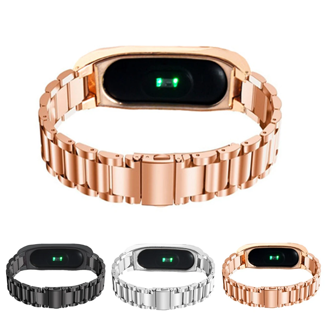

For Xiaomi Mi Band 2 High Quality Metal Wrist Strap Smart Watch Band Stainless Steel Replacement Strap Three Beads Bracelet Belt