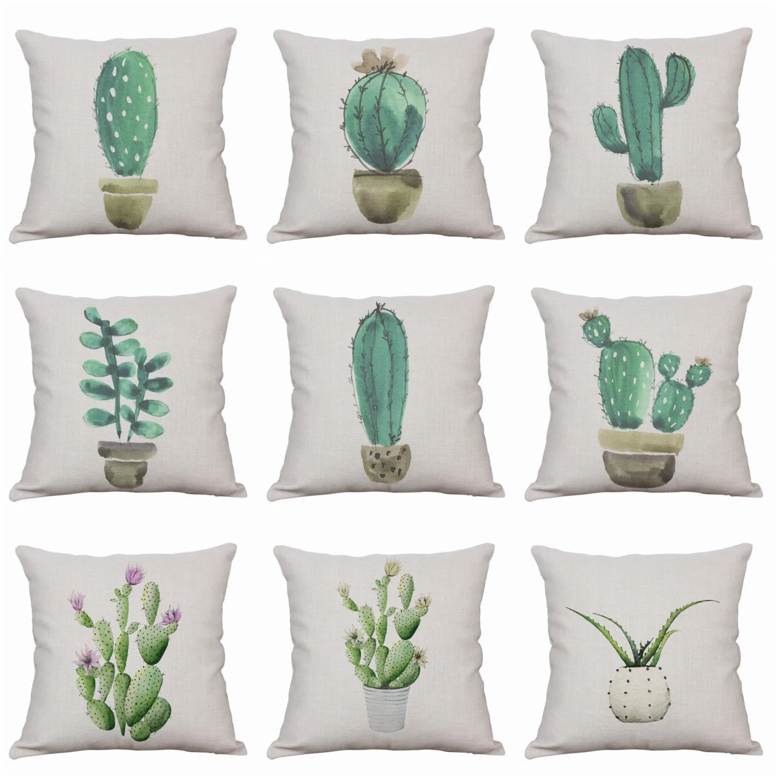 

Tropical Cactus Pillow Case Throw Pillowcase Cotton Linen Printed Pillow Covers For Office Home Textile