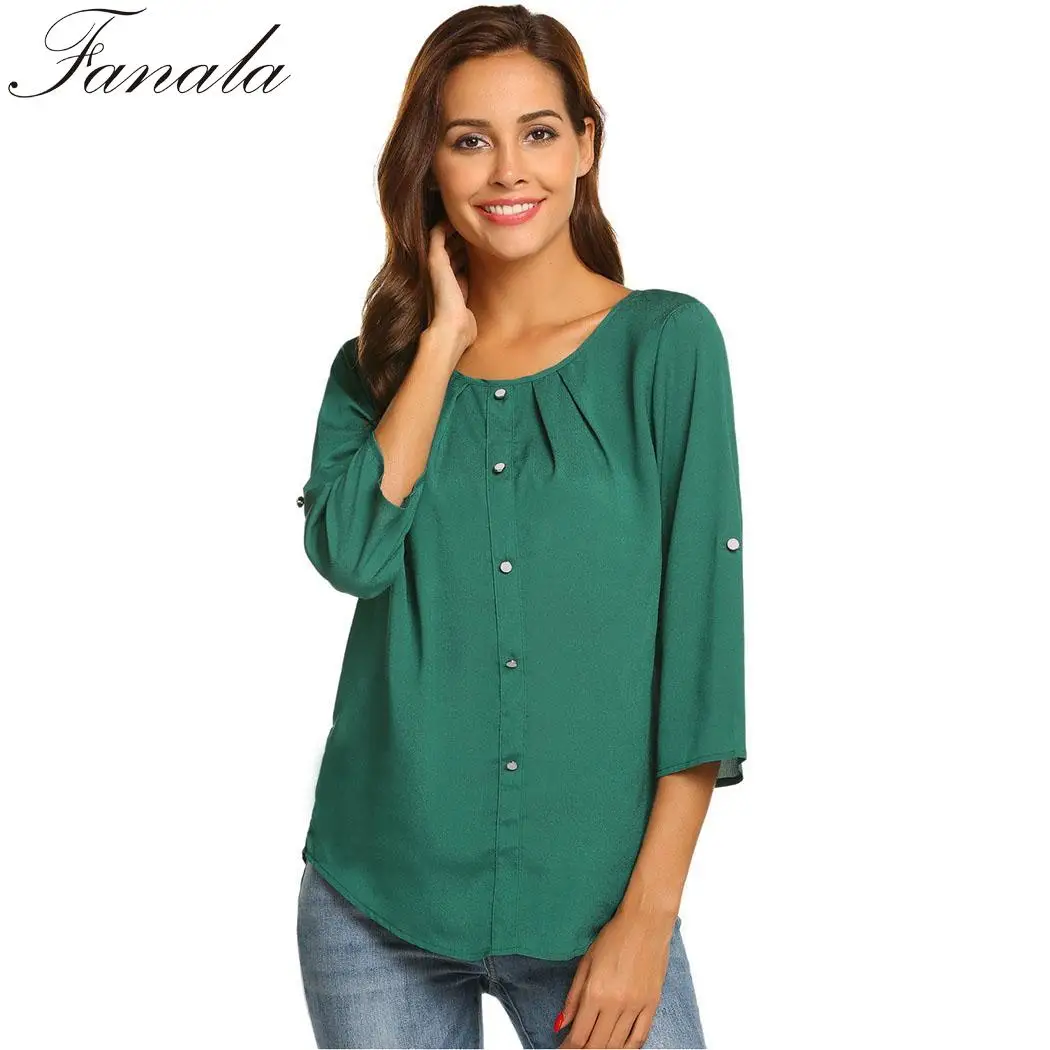 FANALA для женщин шифоновая блузка Blusas демисезонный повседневное свободные три