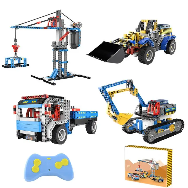 

Building Block DIY Remote Control Engineering Vehicle Excavator Bulldozer Crane For Kids Toy
