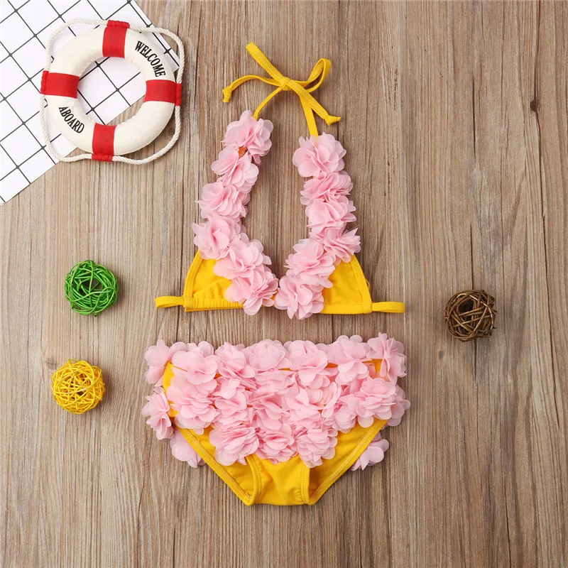 

0-5T 2PCS Kid Baby Girls Swimwear Swimsuit Flower Tutu Princess Girl Newborn Bikini Tops Shorts Bathing Outfits Set