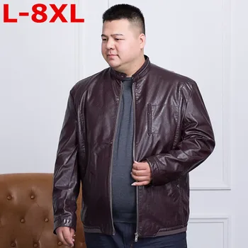 

2018 new Plus size 8XL 7XL 9XL 10XL brand PU Motorcycle Leather Jackets Men, Autumn Winter Clothing,Male Casual black red Coats