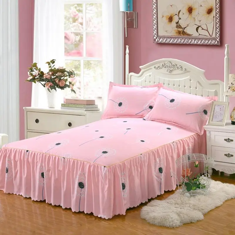 

Twill Printing Bed Skirt Bed Cover Matte Dust Ruffle Queen Size Bedspread Chandler Bed Skirt #CW