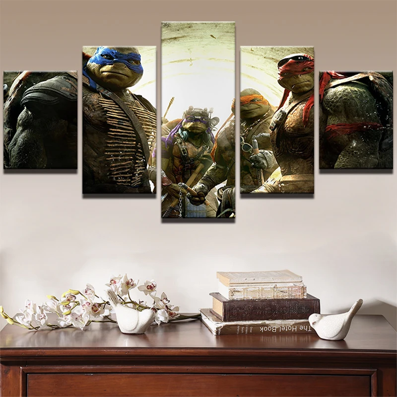 

Canvas Abstract Pictures HD Print Wall Art Paintings Home Decor Framed 5 Panel Teenage Mutant Ninja Turtles Movie Poster .