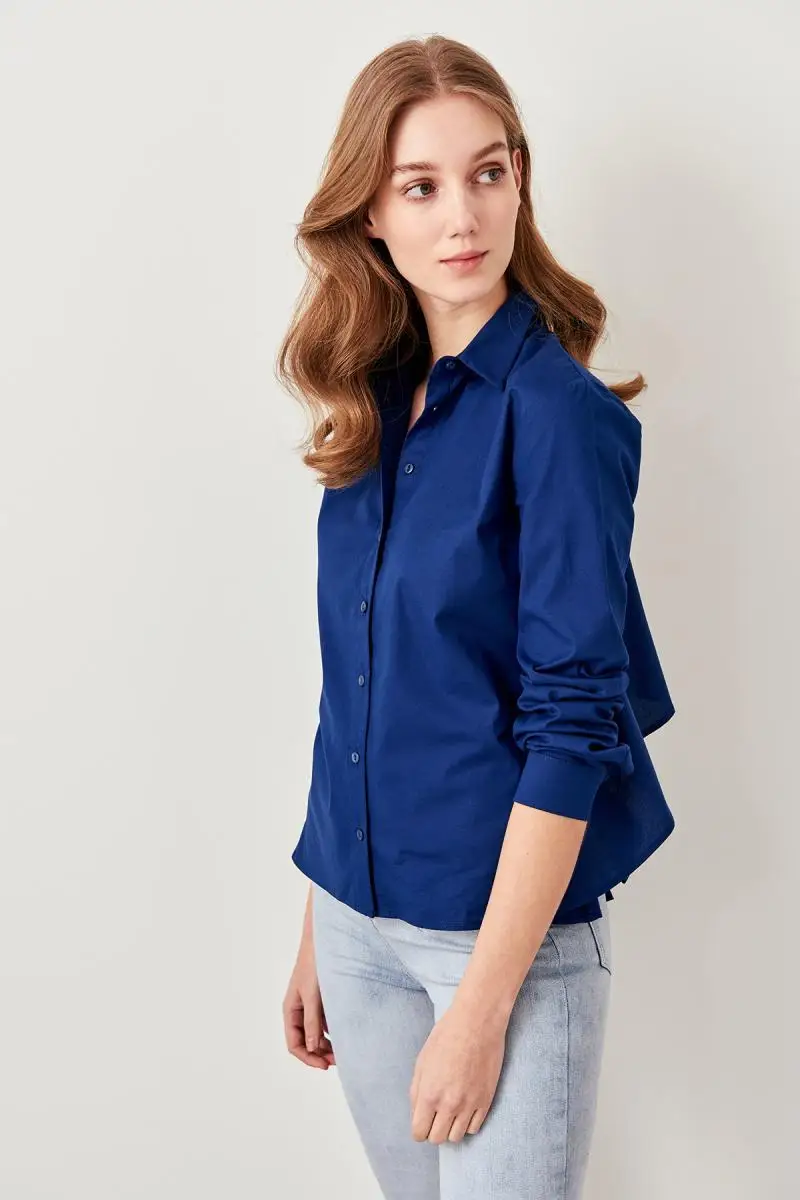 Trendyol Indigo Back Detailed Shirt TWOSS19XB0157-in Blouses & Shirts ...