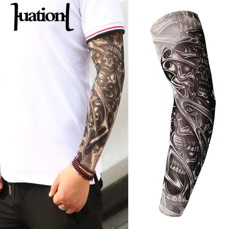 Huation New Fashion Tattoo Sleeves Arm Warmer Unisex UV Protection Outdoor Temporary Fake Tattoo Arm Sleeve Warmer Sleeve Mangas