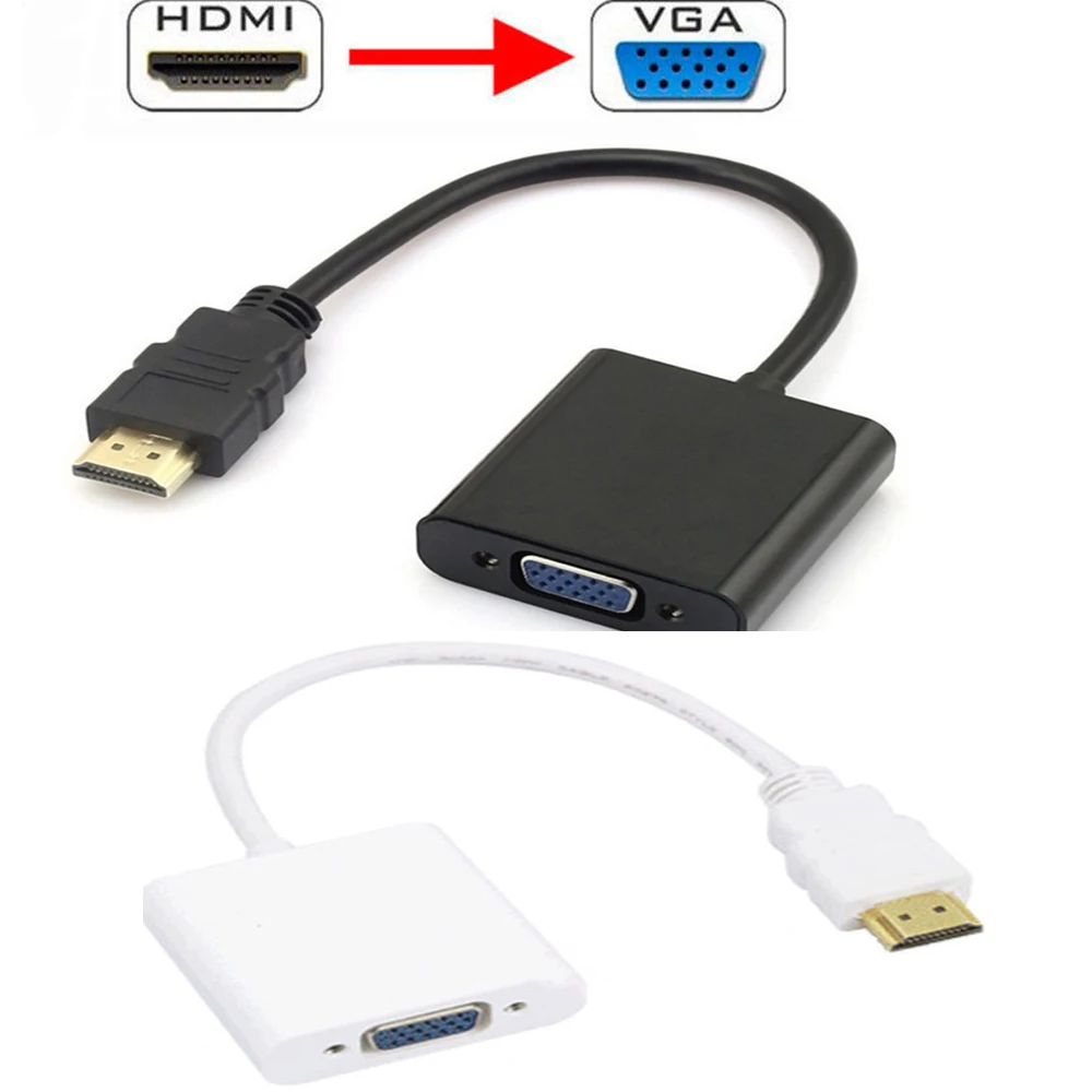 HDMI to VGA Converter Adapter + 3.5 mm Audio Jack Full HD 1080P Black Whitein VGA Cables from