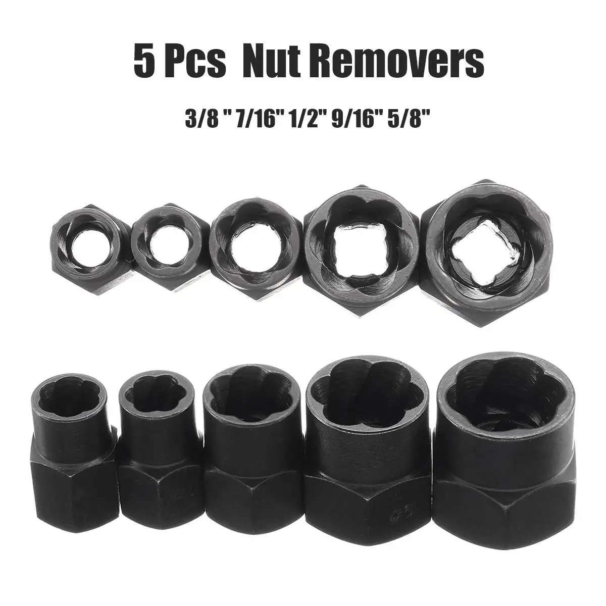 

5Pcs 10-16mm Threading Tool Damaged Bolt Nut Remover Screwdriver Stud Extractor Socket Broken Screw Removal Kit Black Head Nuts