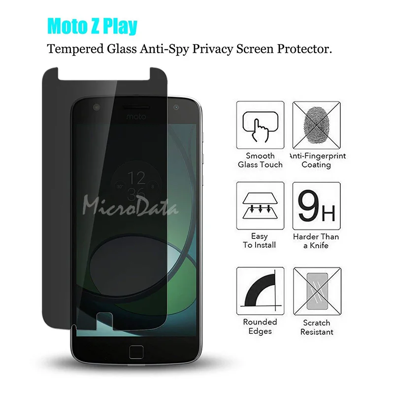 Антишпионское стекло для защиты экрана от микроданных Moto Z Play закаленное Motorola Z2