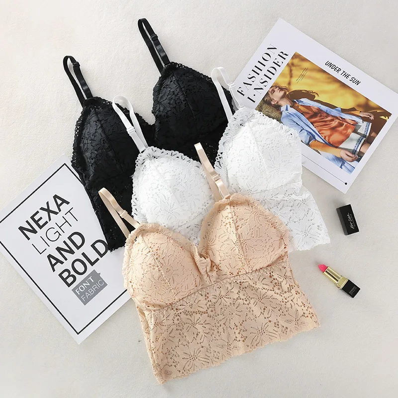 Женский кружевной бюстгальтер без косточек French bralette летнее нижнее белье |