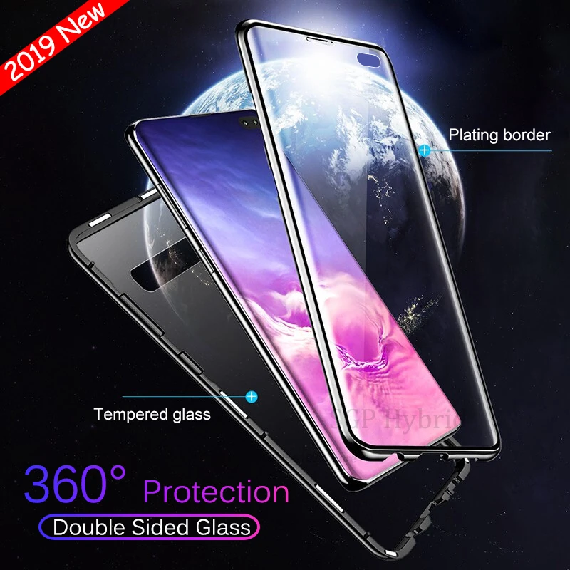 360 роскошный Магнитный стеклянный чехол для Galaxy S10e S10Plus металлический каркас