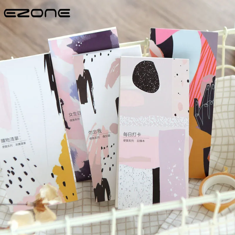 

EZONE Memo Pad Notebook Coloured Sticky Notes Creative Simple Pattern Daily Plan Memorandum 5 Color Student Office Stationery