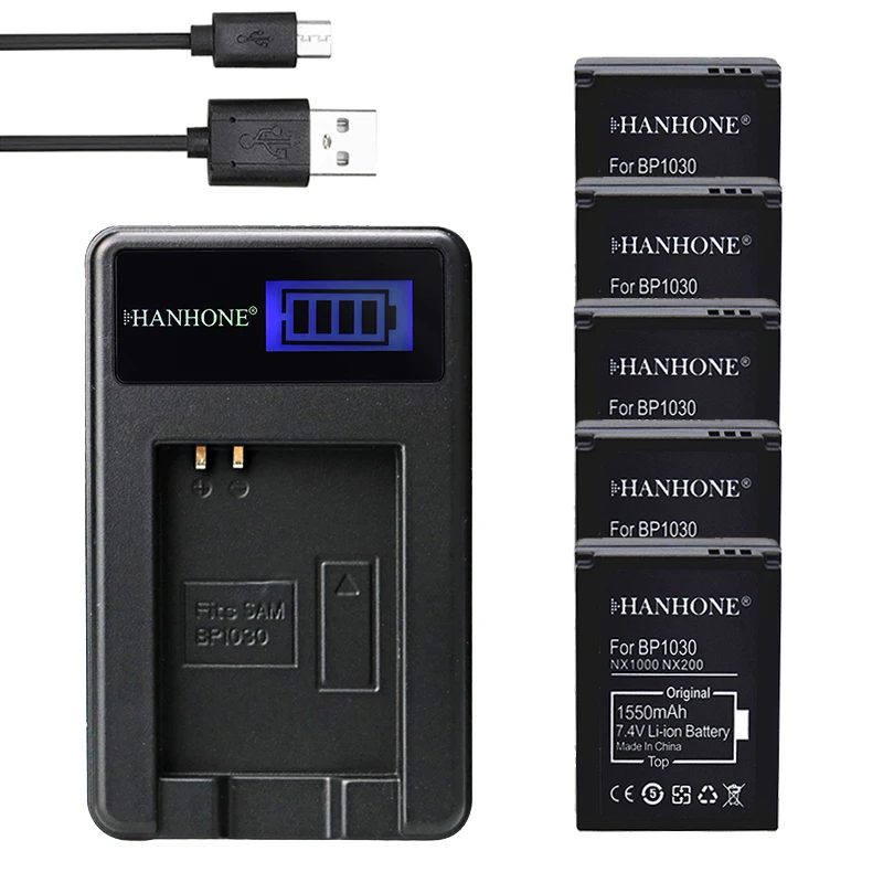 5PCS 1550mAh BP1130 BP-1030 BP-1130 ED-BP1030 Camera Battery+LCD Charger For Samsung NX210 NX200 NX1000 NX2000 NX1100 NX-300M |