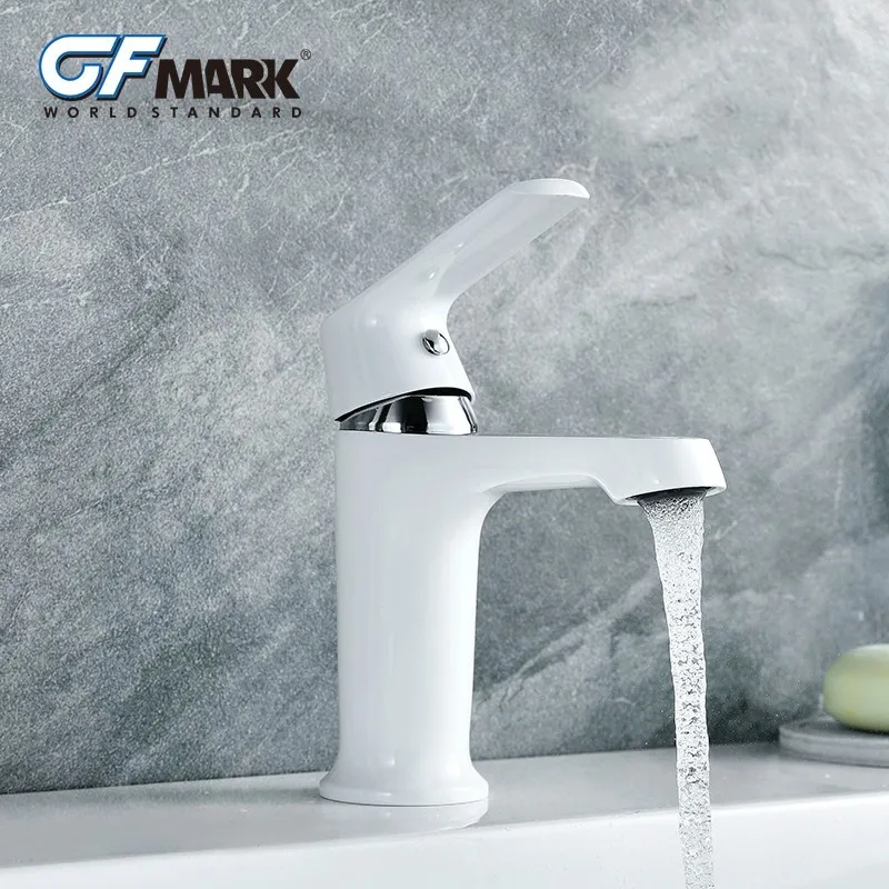 

Basin Mixer Tap Type Basin Faucet Finish Bathroom Faucets Single Hand brass Hot and Cold sink Crane White Spray Painting Chrome