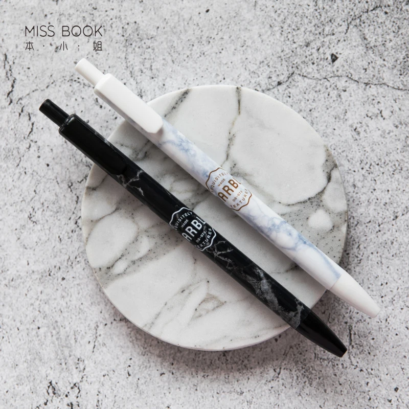 

1PC Marble Texture Gel Pen Portable 0.5mm Black Full Needle Pen Simple Style Pens For School Supplies Office Writing Stationery