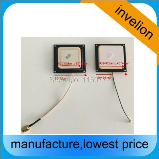 

20pcs/lot embedded 2dbi mini rfid uhf ceramics antenna for handheld desktop uhf reader 40*40mm 865mhz 915mhz ipex/sma interface