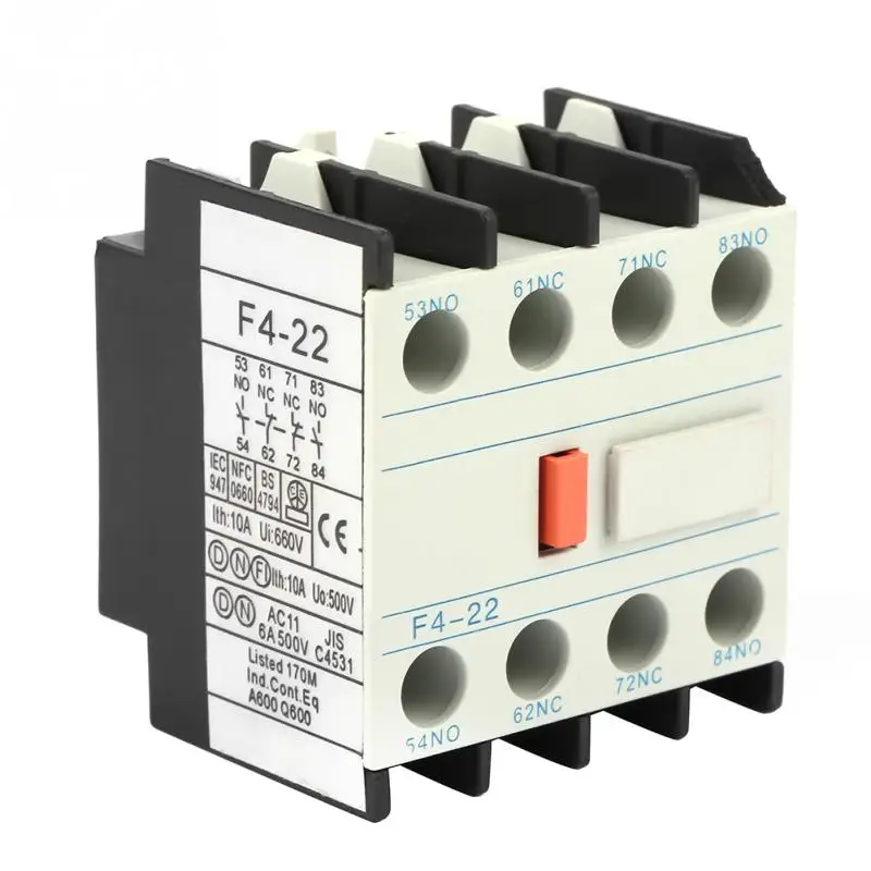 

LADN22 AC Contactor Schakelaar F4-22 2 NO 2 NC Auxiliary Contact Block Fit Tool
