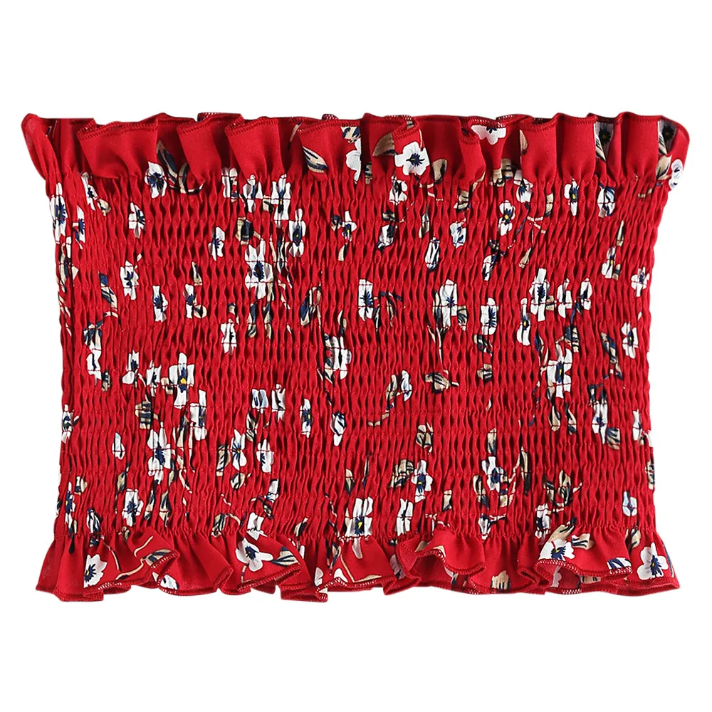 ZAFUL Цветочные Дымчатые Оборки Tube Top Без Бретелек Эластичные Короткие Топы кропы