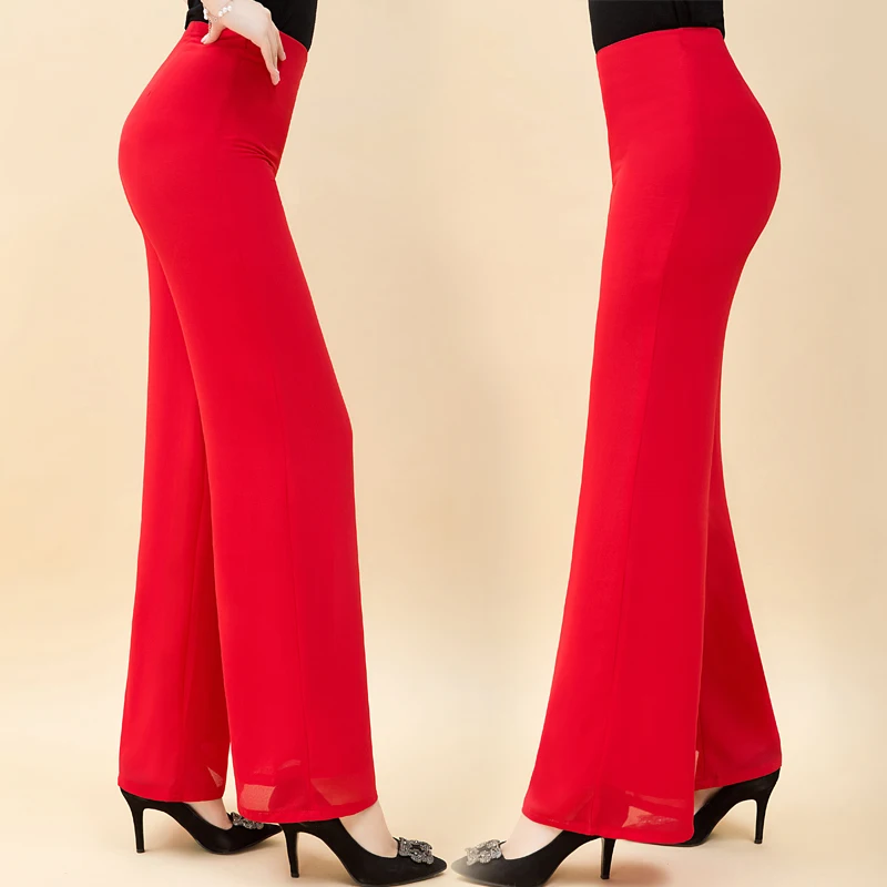 Split Verano Plus Black Mujeres No Split Nuevas Largos Pantalones white Las Split Ancha Moda Alta Trabajo Side Pantalón black Mujer Tamaño Split Cintura red Ol De 3xl Gasa Casual Pierna Wvr4RcA8qv