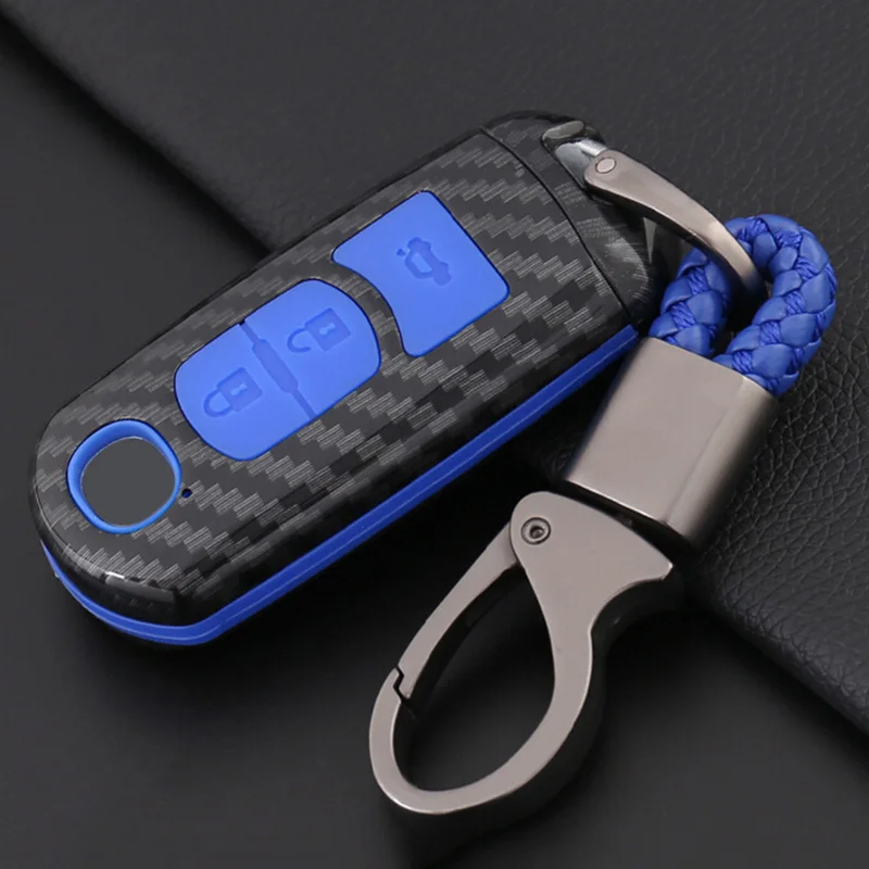 

Carbon Fiber Key Cover Remote Fob Case Car For Mazda 3 5 6 CX5 CX3 CX7 CX9 MX5