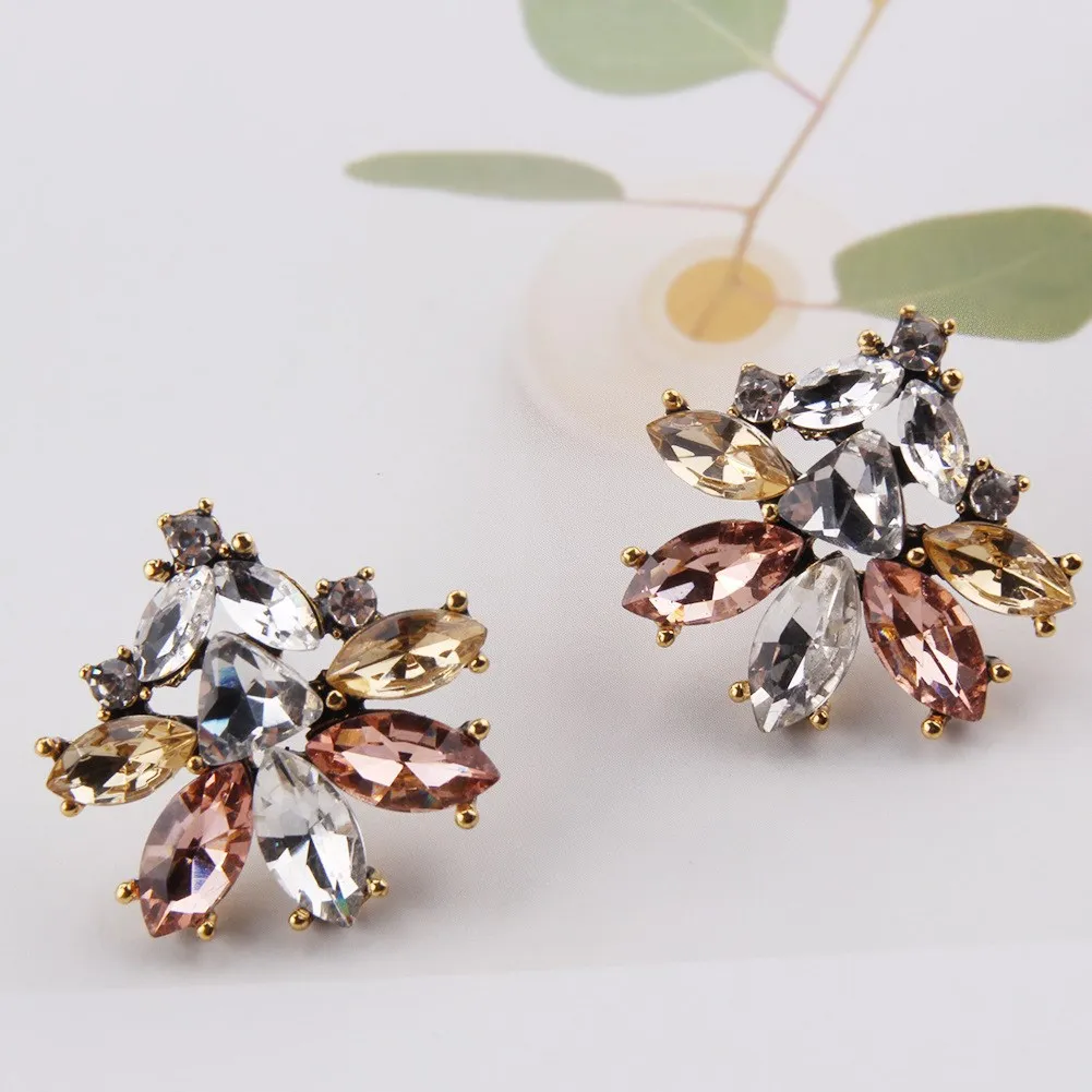 

4 Colors Elegant Flower Petals Party Jewelry Gift Fashion Women Crystal Rhinestone Drop Earrings