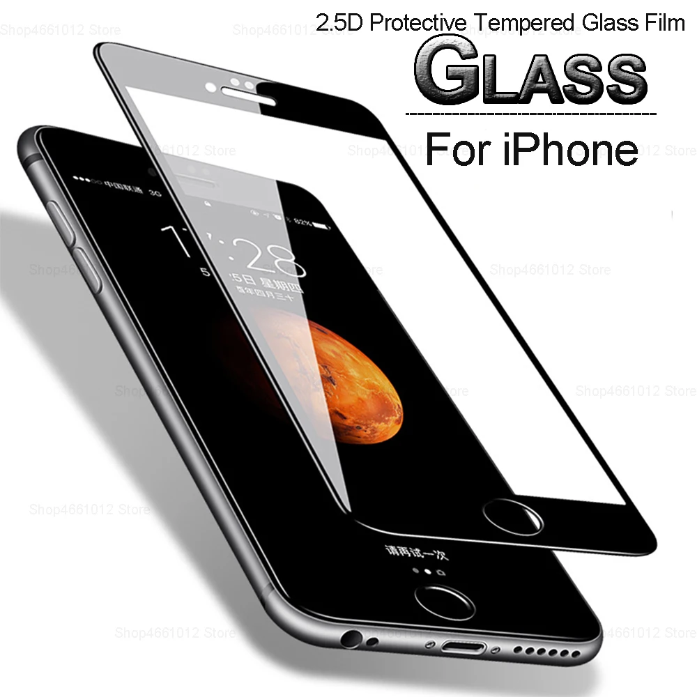 Protective Tempered Glass On For IPhone 7 8 6s 6 X Xr Xs Max Screen