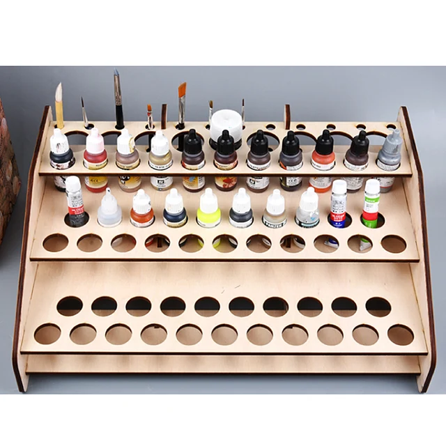DIY Wooden Paint Rack Stand Painting Ink Bottle Storage Holder