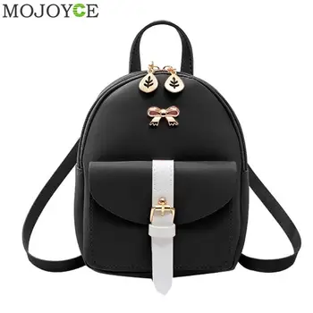 

Female Hit Color Bowknot Backpacks Women Panelled Small Shoulder Teenage Girls PU Leather Casual Crossbody bags for women 2019