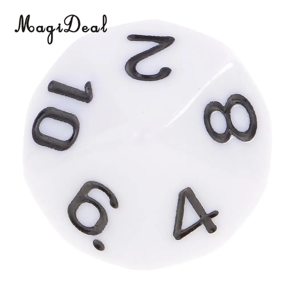MagiDeal 10 шт. кубиков D10 многогранные кубики для игр Белый День рождения подарок Паб