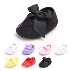 Обувь с цветочным принтом и бантиком для новорожденных и маленьких девочек, обувь для вечеринок на мягкой подошве, обувь для малышей