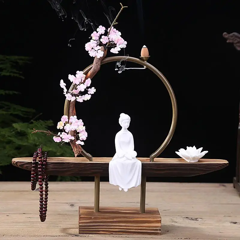 

Backflow Incense Burner Ceramic Aromatherapy Furnace Lotus Smell Aromatic Home Office Incense Crafts Smoke Waterfall Holder