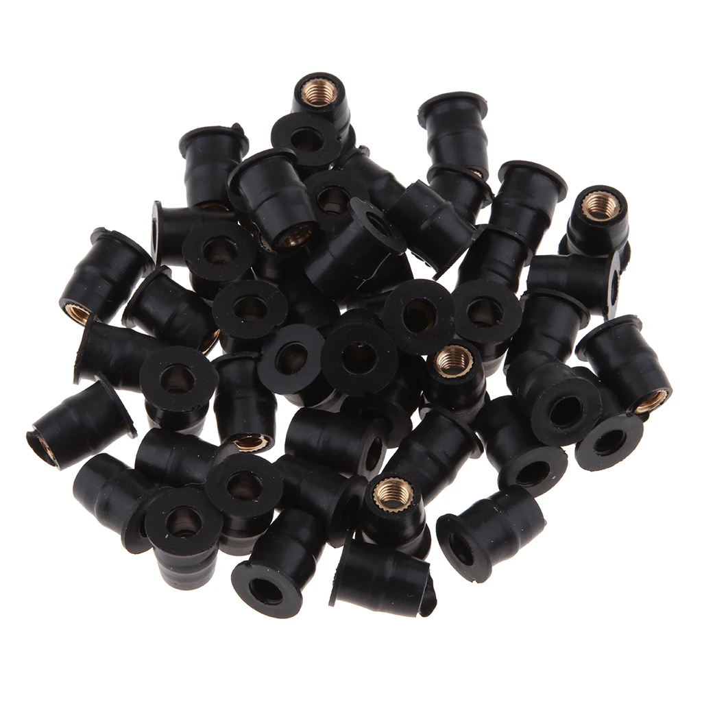 

50pcs M5 Rubber WellNut Metric Motorcycle Windshield Well Nut Brass Wellnuts